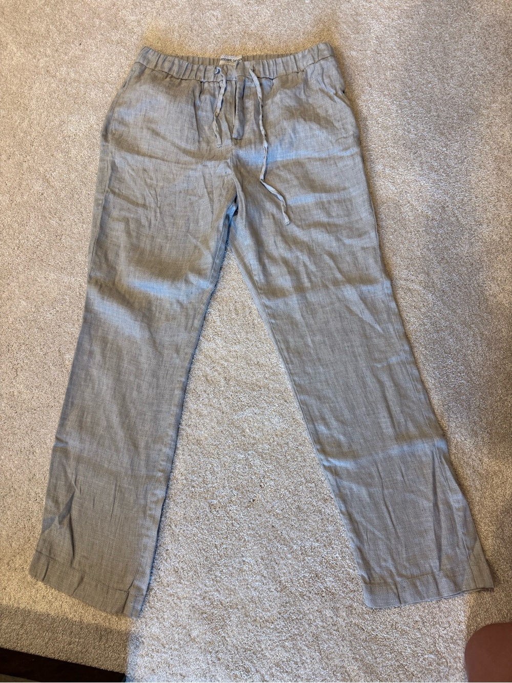 Frescobol Carioca Men's Light Gray Linen Drawstring Pants
